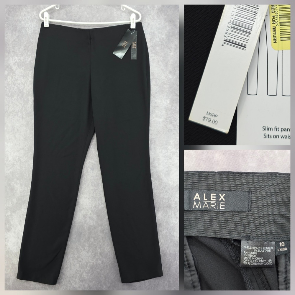 Alex Marie Kensington Slim Fit Pants Black Size 10 Dress Trousers 7110M211